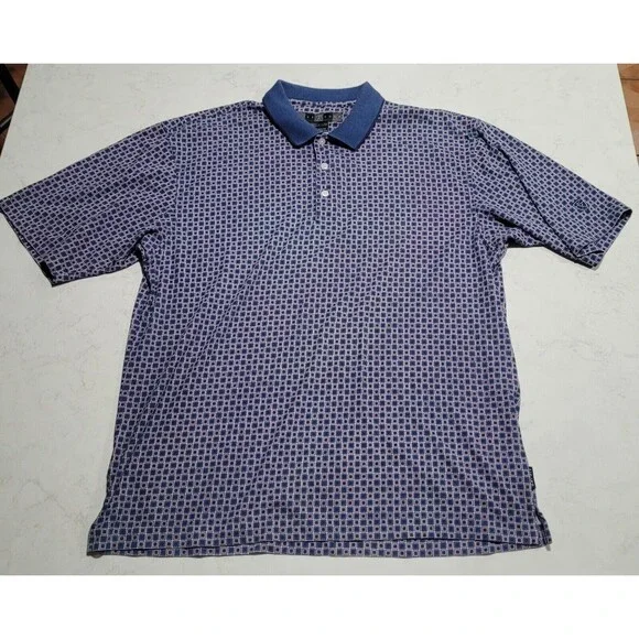 NIKE GOLF Tour DRI-FIT UV Geometric Checkered Polo Shirt NWOT Navy Blue Large - Picture 2 of 11